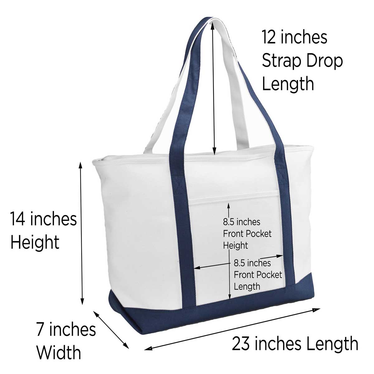 Dalix Initial A-Z Premium Tote Bag in Navy Blue