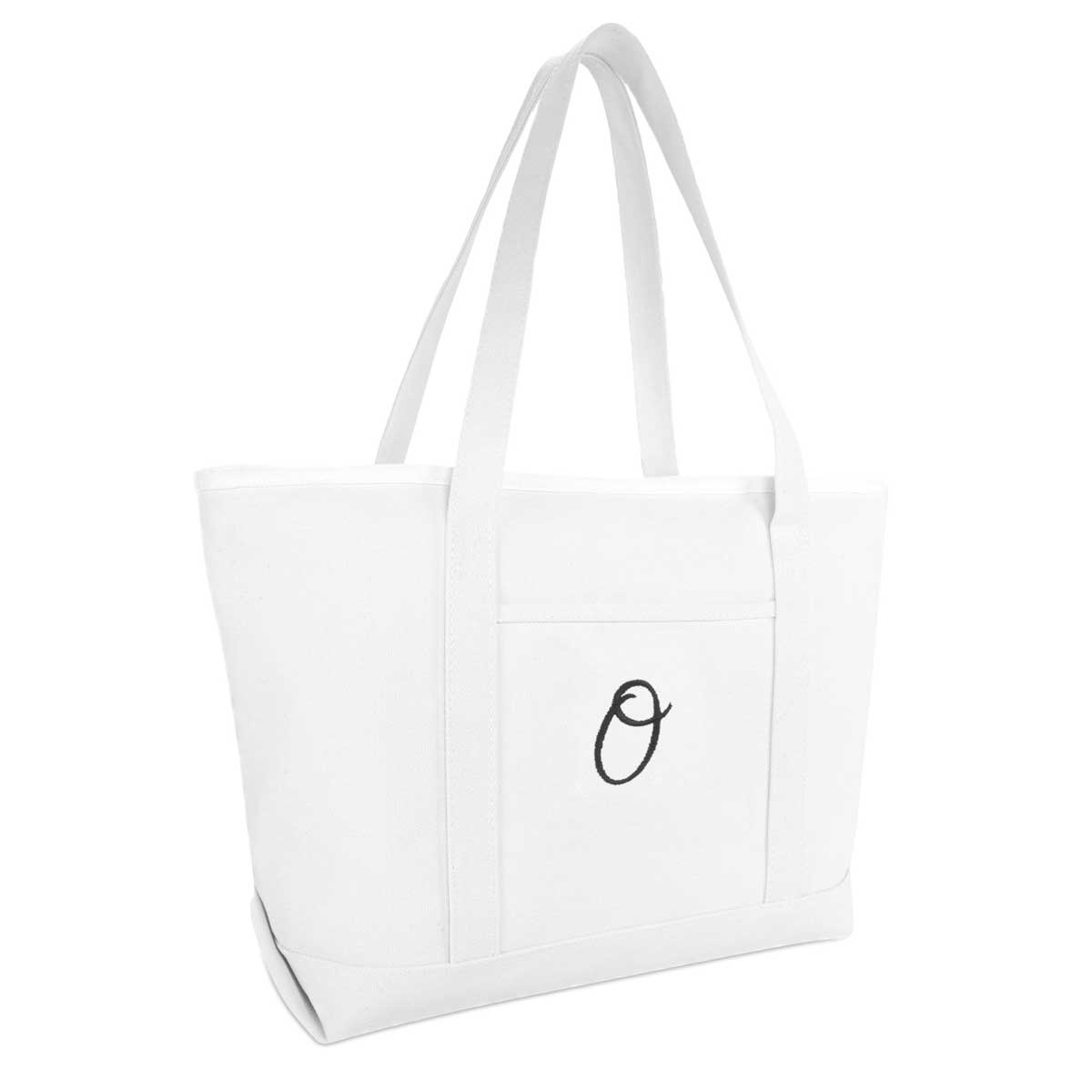 Dalix Large Canvas Tote Bag for Women Work Bag Beach Totes Monogrammed White A-Z