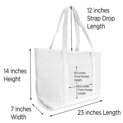 Dalix Large Canvas Tote Bag for Women Work Bag Beach Totes Monogrammed White A-Z