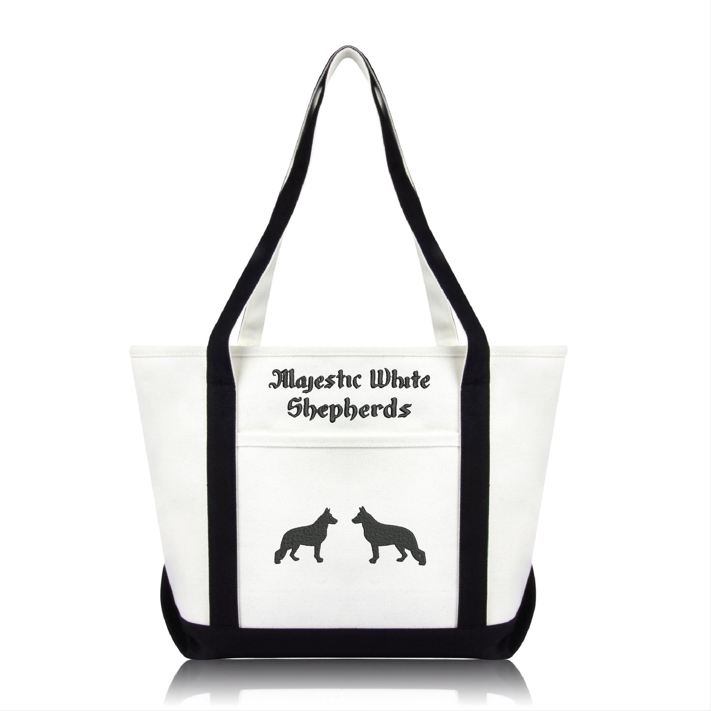 Majestic White Shepherds Medium Tote Bag with Embroidered Logo
