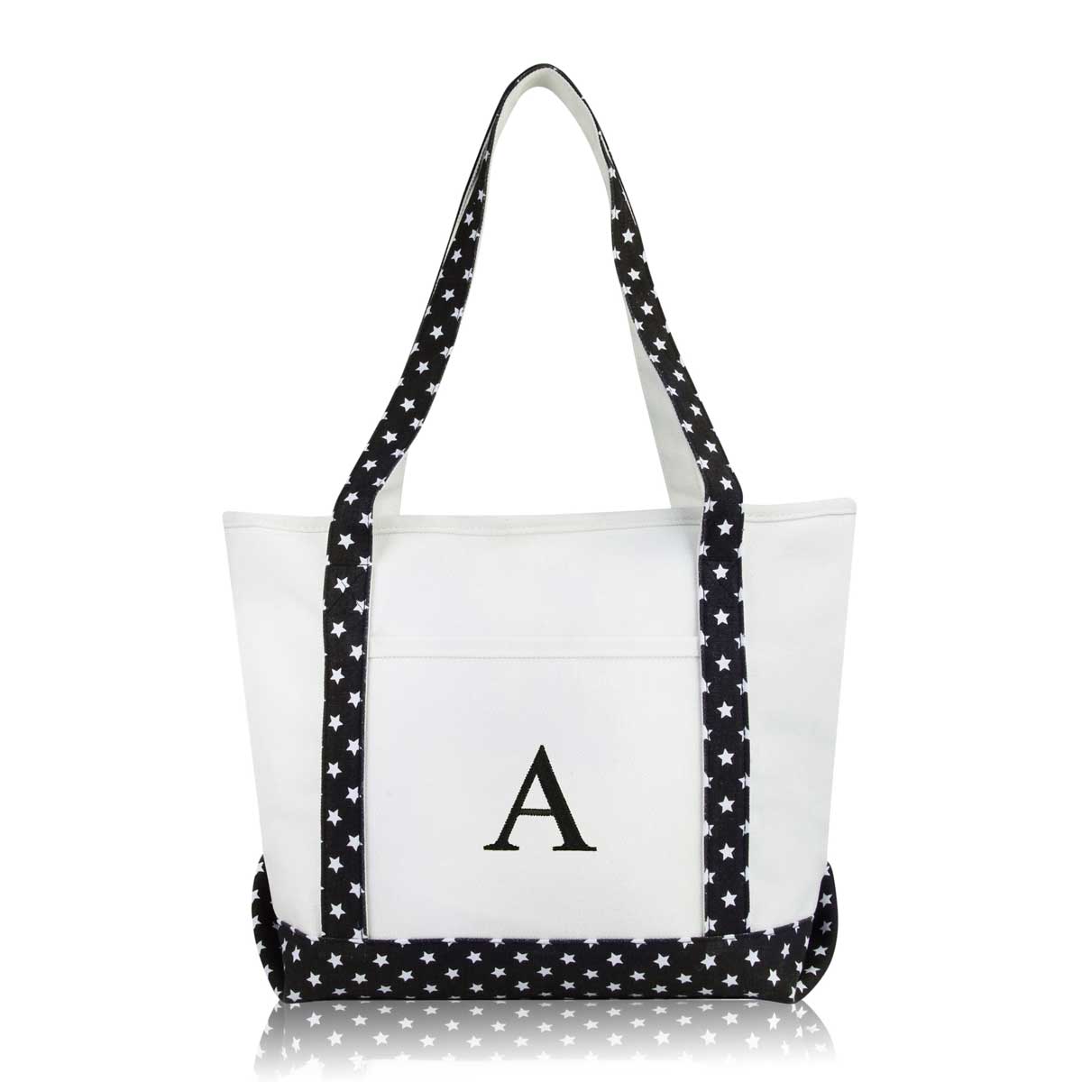 Dalix Medium Personalized Tote Bag Monogrammed Initial Letter - A