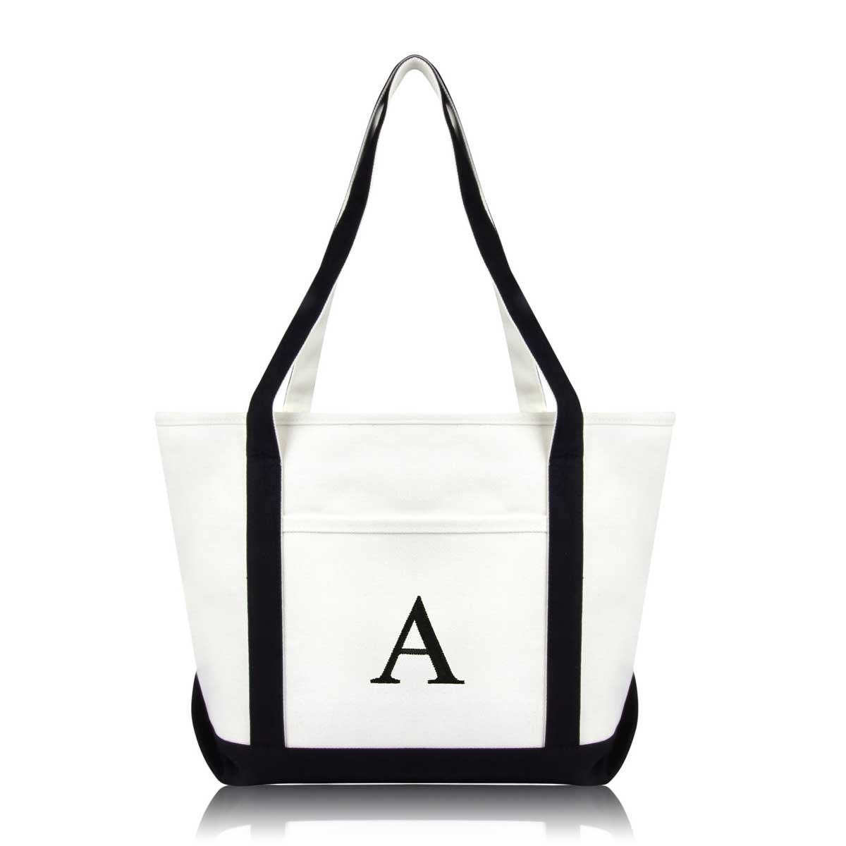 Dalix Medium Personalized Tote Bag Monogrammed Initial Letter - A