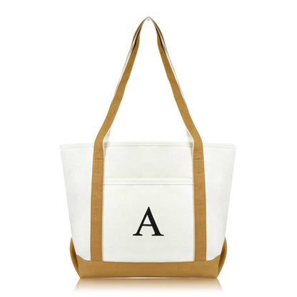 Dalix Medium Personalized Tote Bag Monogrammed Initial Letter - A