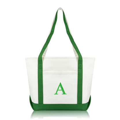 Dalix Medium Personalized Tote Bag Monogrammed Initial Letter - A
