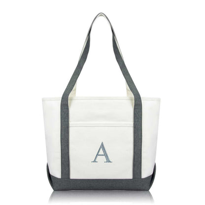 Dalix Medium Personalized Tote Bag Monogrammed Initial Letter - A