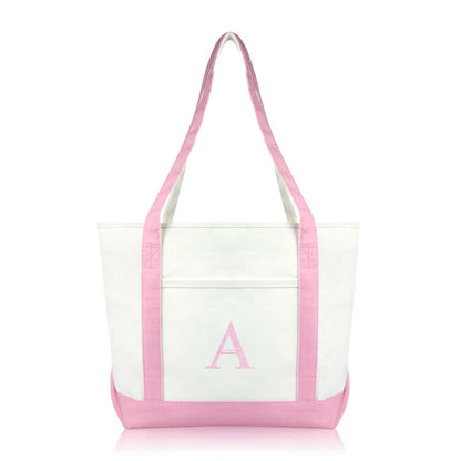 Dalix Medium Personalized Tote Bag Monogrammed Initial Letter - A