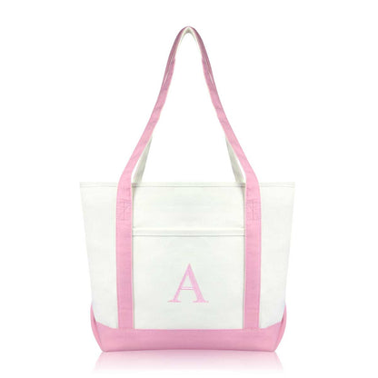 Dalix Medium Personalized Tote Bag Monogrammed Initial Letter - A