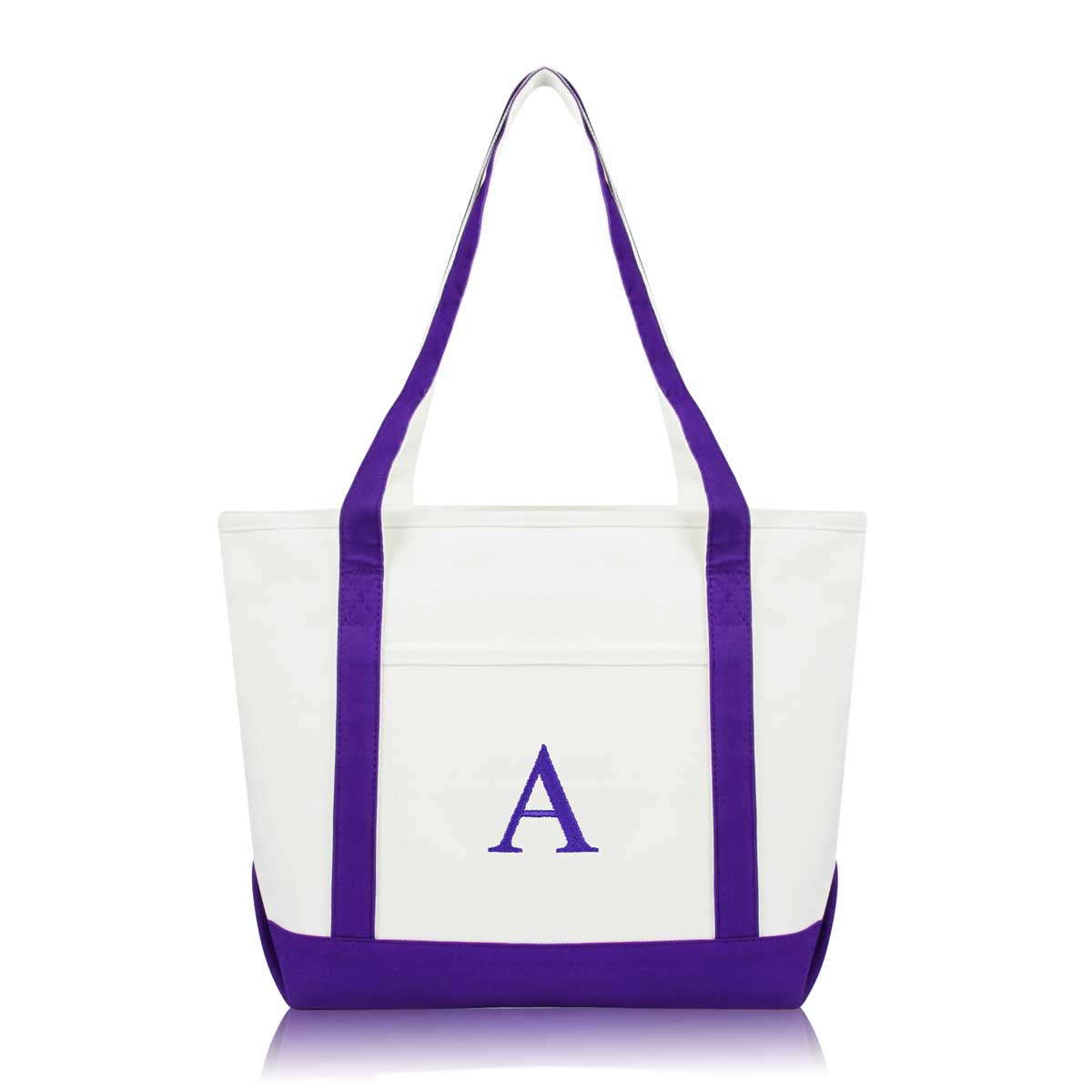 Dalix Medium Personalized Tote Bag Monogrammed Initial Letter - A