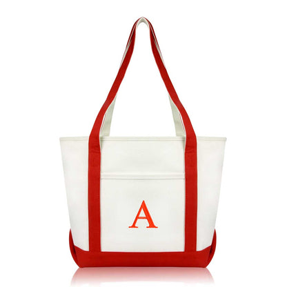 Dalix Medium Personalized Tote Bag Monogrammed Initial Letter - A
