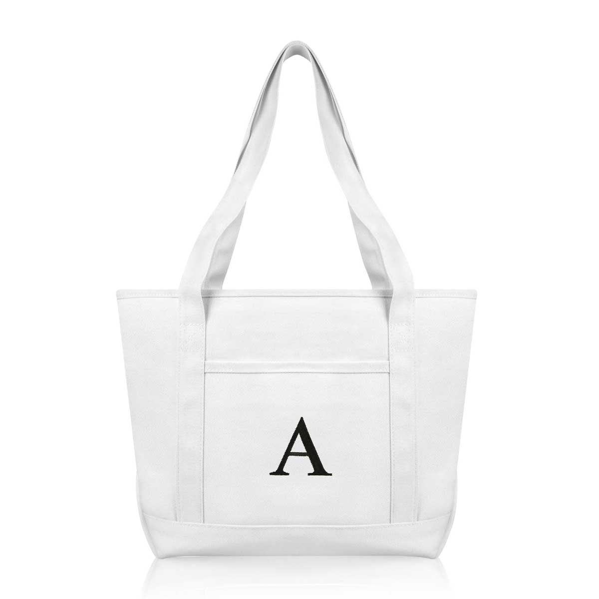 Dalix Medium Personalized Tote Bag Monogrammed Initial Letter - A