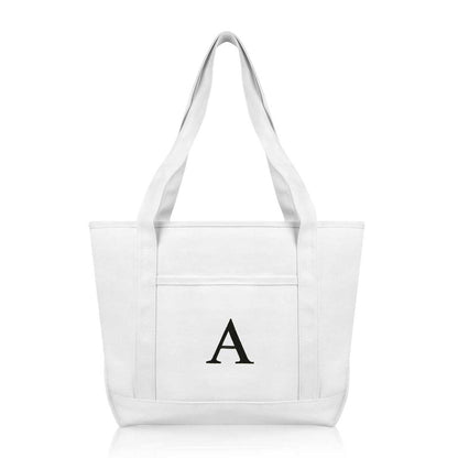 Dalix Medium Personalized Tote Bag Monogrammed Initial Letter - A
