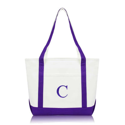 Dalix Medium Personalized Tote Bag Monogrammed Initial Letter - C