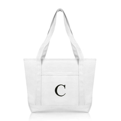 Dalix Medium Personalized Tote Bag Monogrammed Initial Letter - C