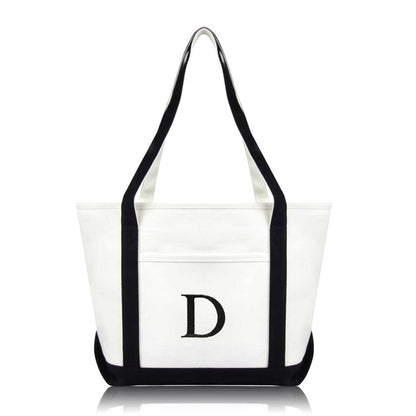 Dalix Medium Personalized Tote Bag Monogrammed Initial Letter - D