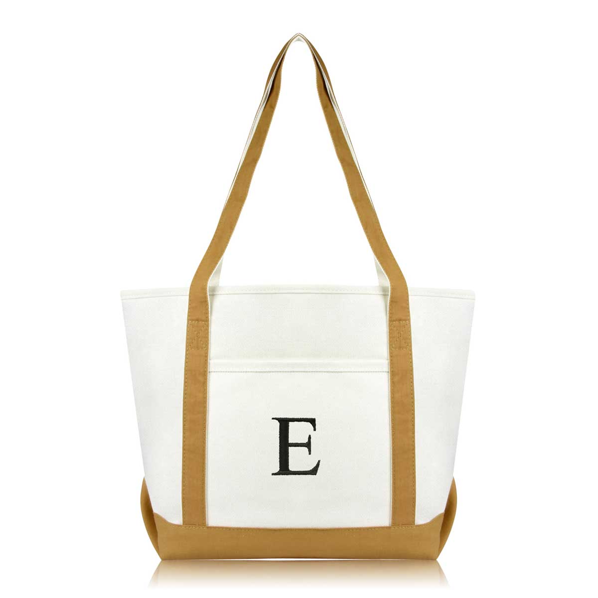Dalix Medium Personalized Tote Bag Monogrammed Initial Letter - E