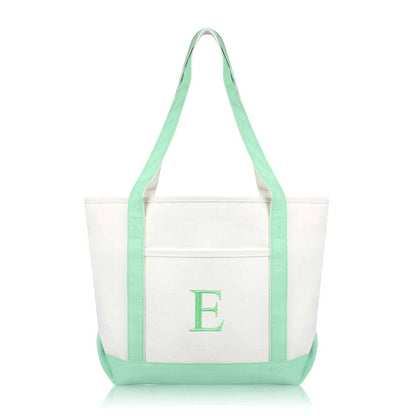 Dalix Medium Personalized Tote Bag Monogrammed Initial Letter - E