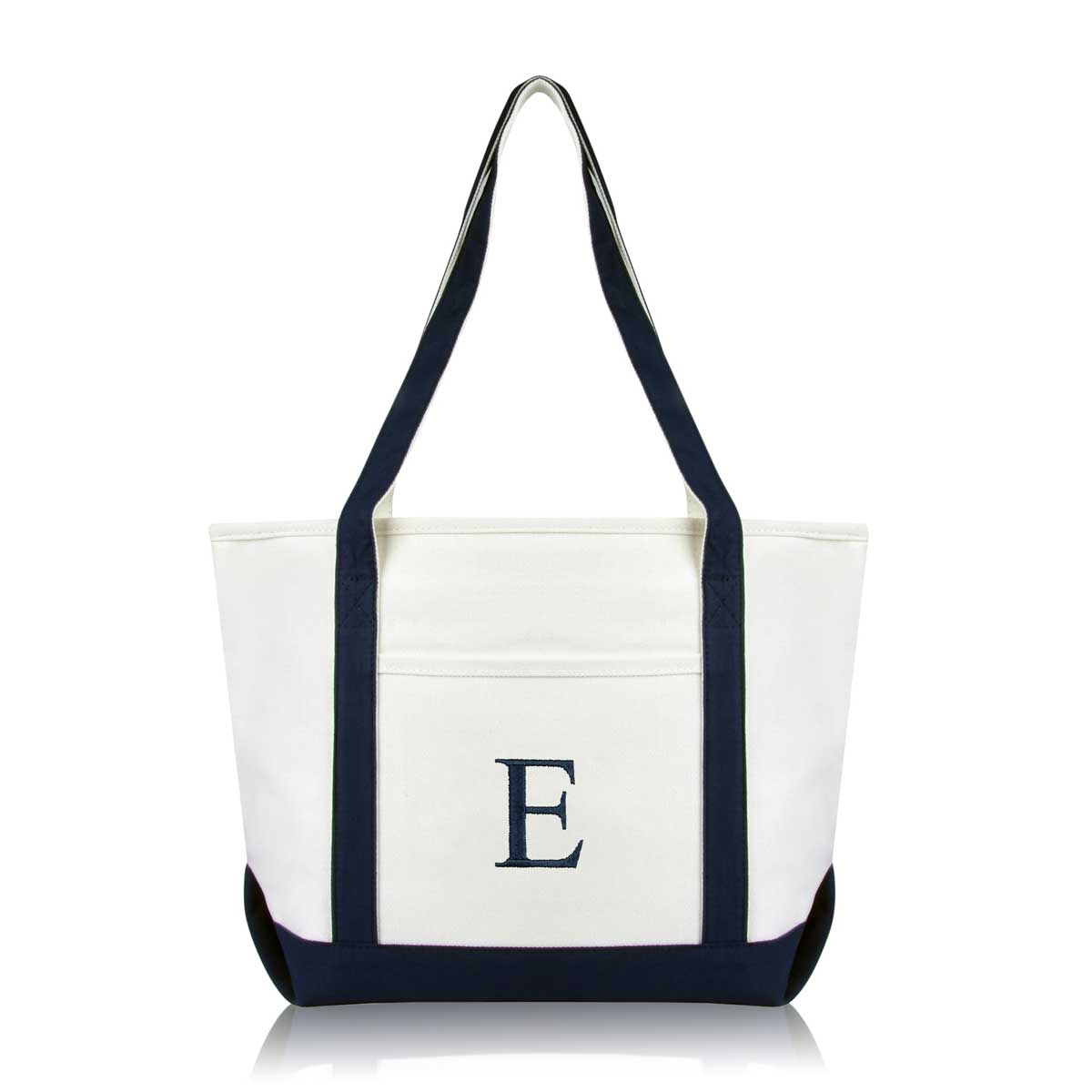 Dalix Medium Personalized Tote Bag Monogrammed Initial Letter - E