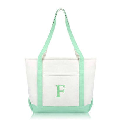 Dalix Medium Personalized Tote Bag Monogrammed Initial Letter - F