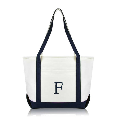 Dalix Medium Personalized Tote Bag Monogrammed Initial Letter - F