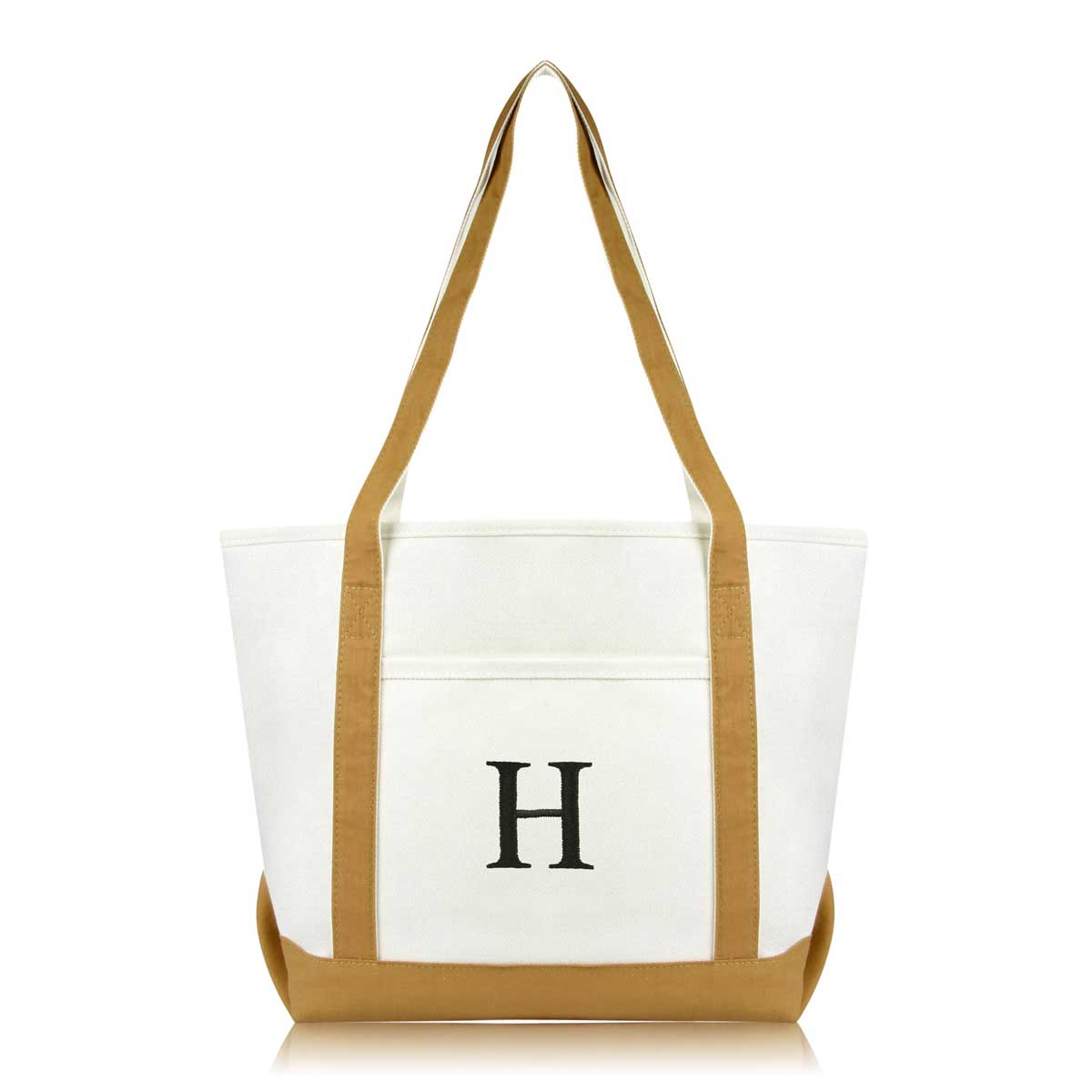 Dalix Medium Personalized Tote Bag Monogrammed Initial Letter - H
