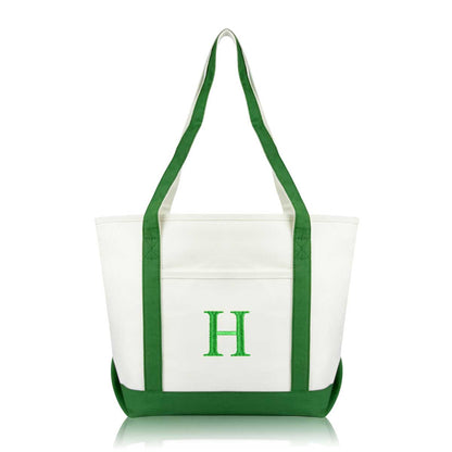 Dalix Medium Personalized Tote Bag Monogrammed Initial Letter - H