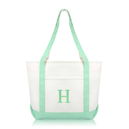 Dalix Medium Personalized Tote Bag Monogrammed Initial Letter - H
