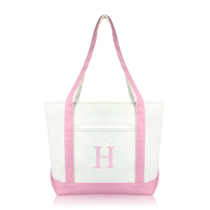 Dalix Medium Personalized Tote Bag Monogrammed Initial Letter - H