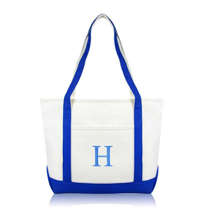 Dalix Medium Personalized Tote Bag Monogrammed Initial Letter - H