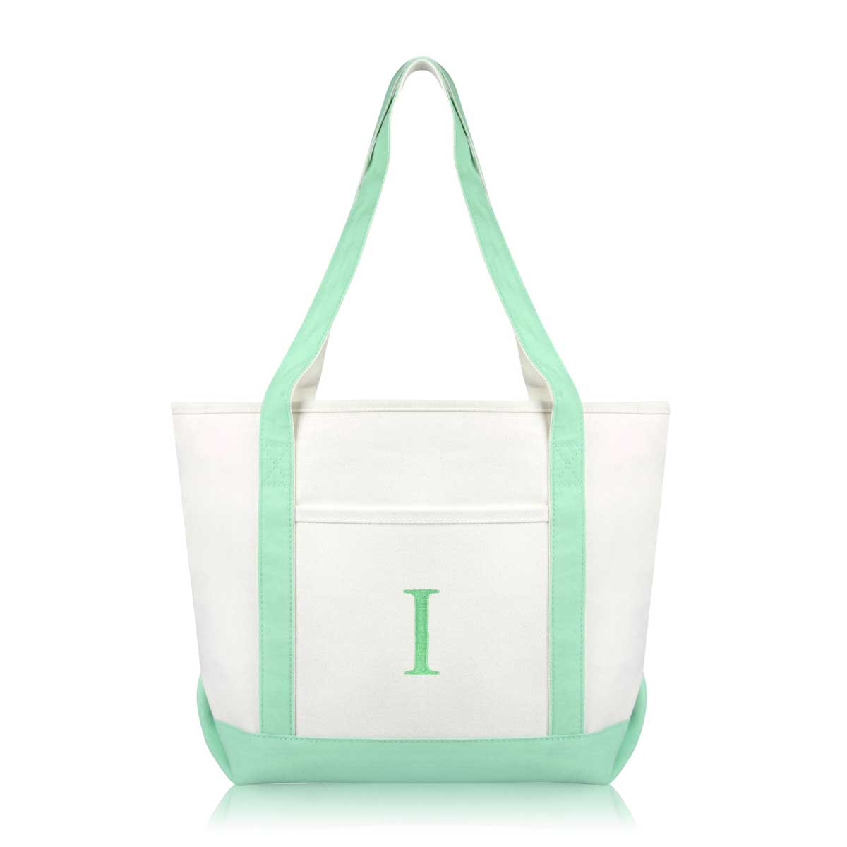 Dalix Medium Personalized Tote Bag Monogrammed Initial Letter - I