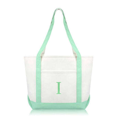 Dalix Medium Personalized Tote Bag Monogrammed Initial Letter - I