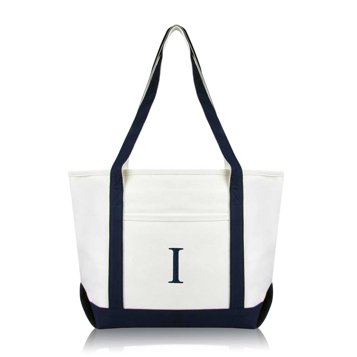 Dalix Medium Personalized Tote Bag Monogrammed Initial Letter - I