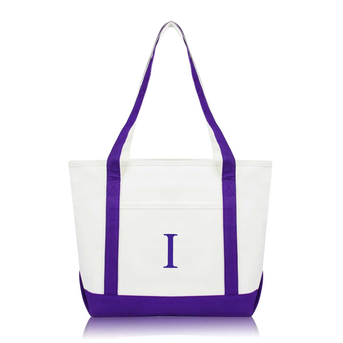 Dalix Medium Personalized Tote Bag Monogrammed Initial Letter - I