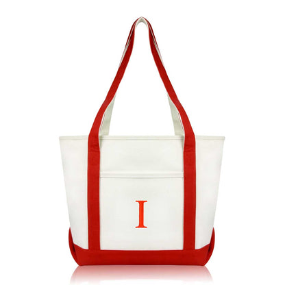 Dalix Medium Personalized Tote Bag Monogrammed Initial Letter - I