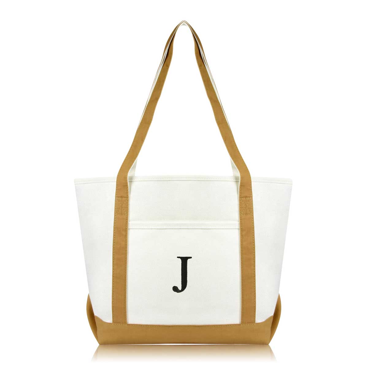 Dalix Medium Personalized Tote Bag Monogrammed Initial Letter - J