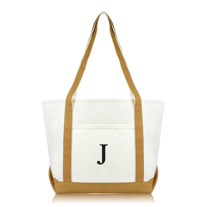 Dalix Medium Personalized Tote Bag Monogrammed Initial Letter - J