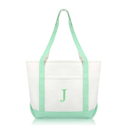Dalix Medium Personalized Tote Bag Monogrammed Initial Letter - J