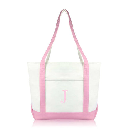 Dalix Medium Personalized Tote Bag Monogrammed Initial Letter - J