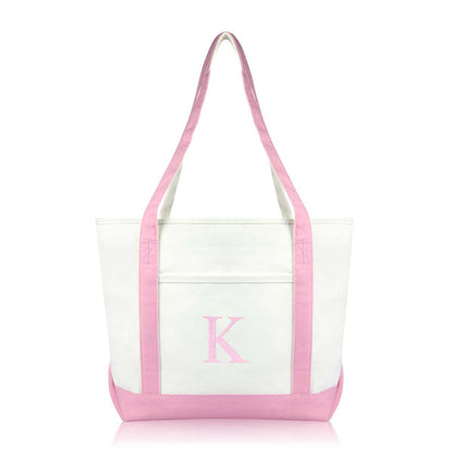 Dalix Medium Personalized Tote Bag Monogrammed Initial Letter - K