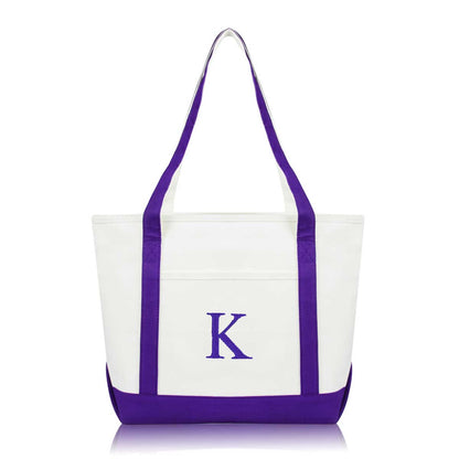 Dalix Medium Personalized Tote Bag Monogrammed Initial Letter - K
