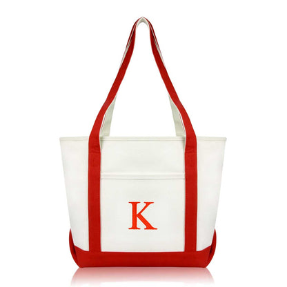 Dalix Medium Personalized Tote Bag Monogrammed Initial Letter - K