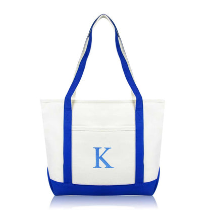 Dalix Medium Personalized Tote Bag Monogrammed Initial Letter - K