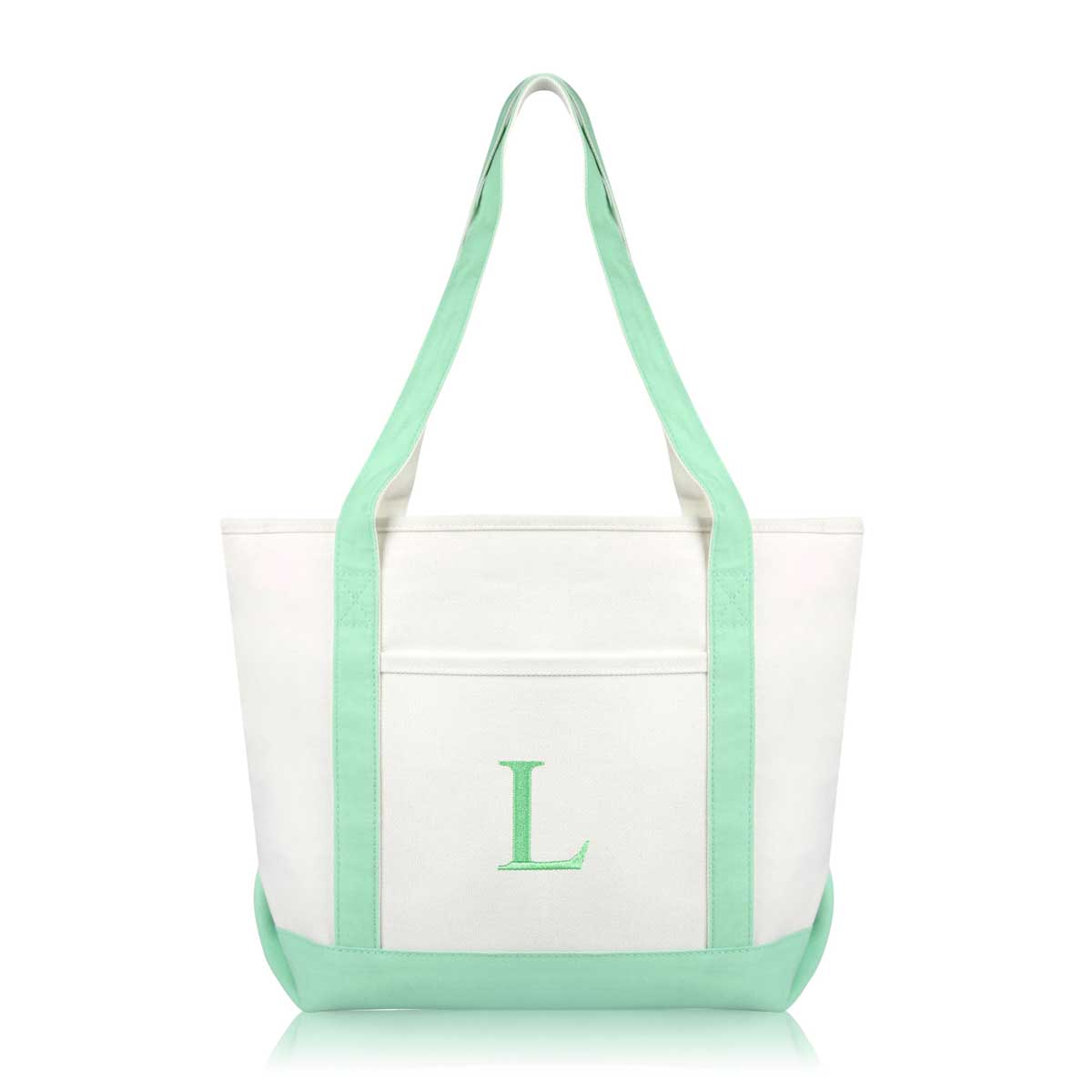 Dalix Medium Personalized Tote Bag Monogrammed Initial Letter - L