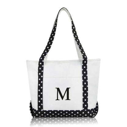 Dalix Medium Personalized Tote Bag Monogrammed Initial Letter - P Dark Green