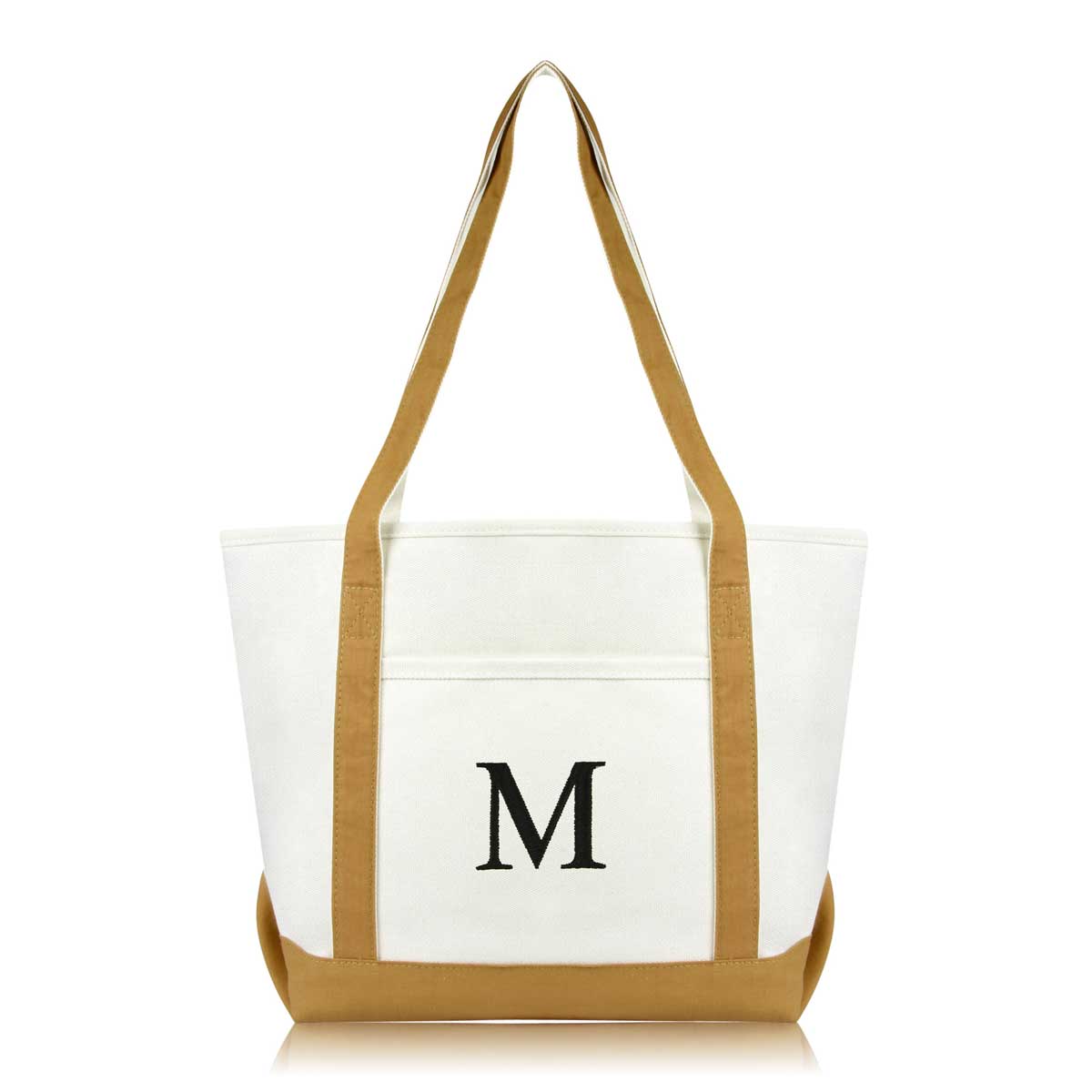 Dalix Medium Personalized Tote Bag Monogrammed Initial Letter - M