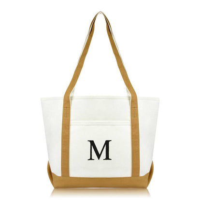 Dalix Medium Personalized Tote Bag Monogrammed Initial Letter - M