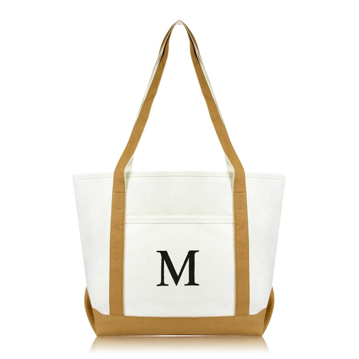 Dalix Medium Personalized Tote Bag Monogrammed Initial Letter - M