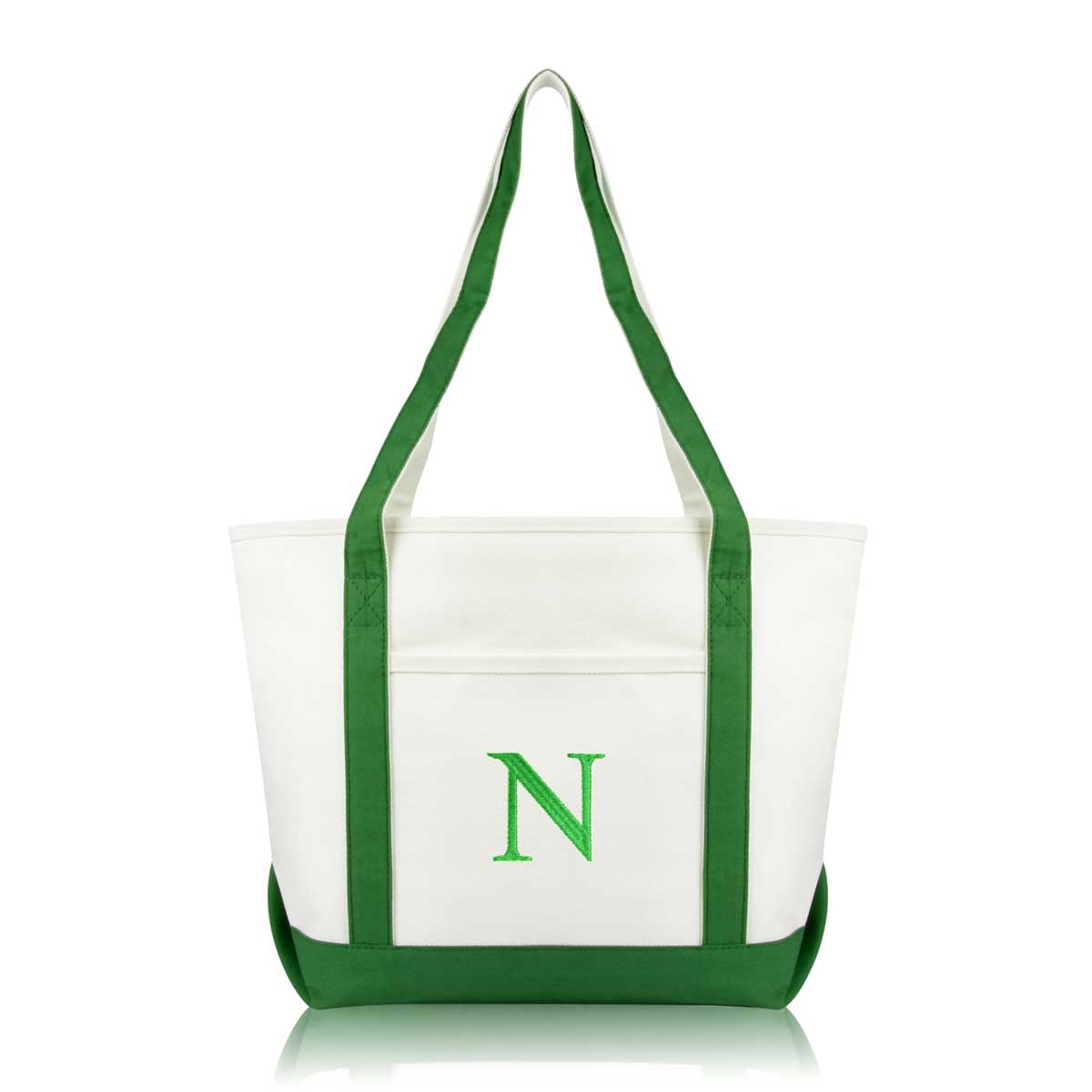 Dalix Medium Personalized Tote Bag Monogrammed Initial Letter - N