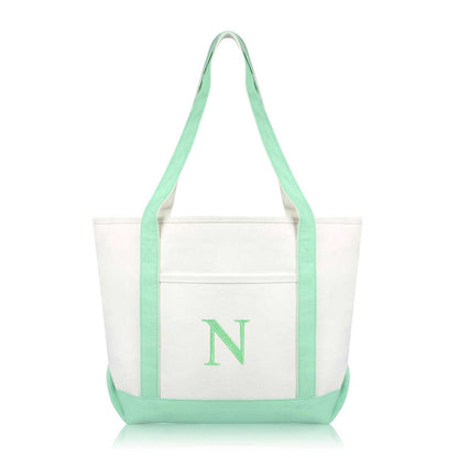 Dalix Medium Personalized Tote Bag Monogrammed Initial Letter - N