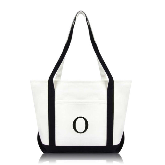 Dalix Medium Personalized Tote Bag Monogrammed Initial Letter - O