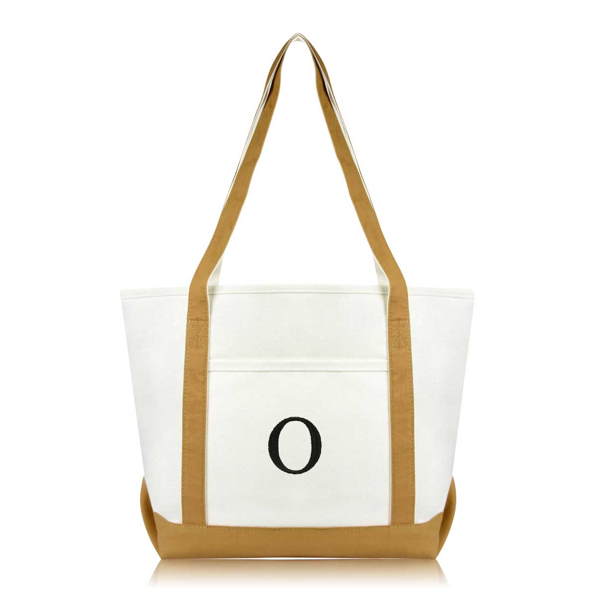 Dalix Medium Personalized Tote Bag Monogrammed Initial Letter - O